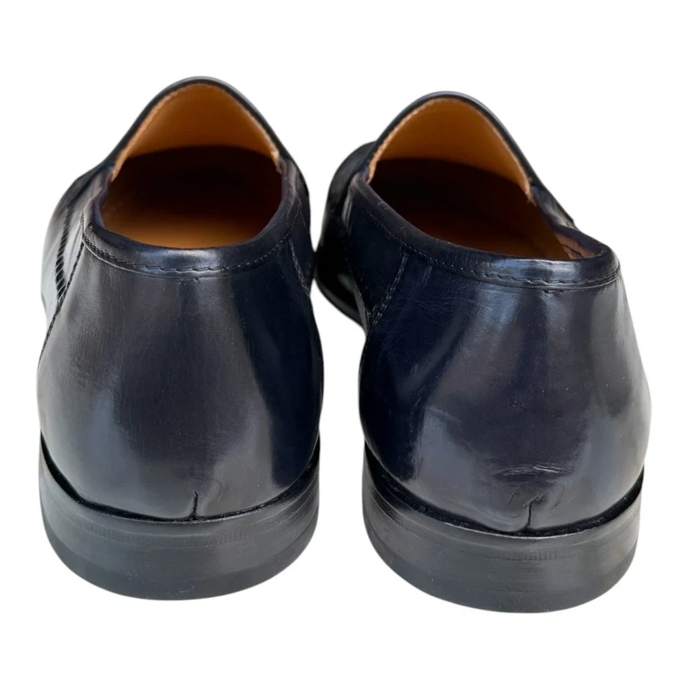 Sandro Moscoloni La Paz-1 Navy Blue Lizard Embossed Leather Loafers Mens 9D EU42